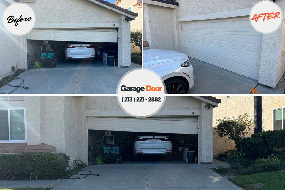 Before and after: garage door repair Oyster Bay Cove, NY
